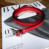 THEO Belt Red Velvet deréköv, piros - THEO Budapest Webshop - Prémium minőségű, egyedi tervezésű bőrtáskák és kiegészítők