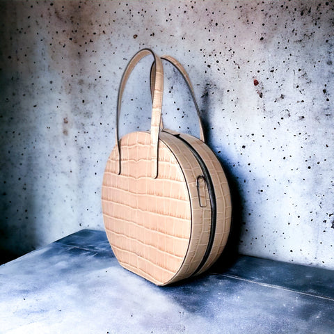 GIULIA Croco Hazelnut táska, bézs - THEO Budapest Webshop -  Prémium minőségű, egyedi tervezésű bőrtáskák és kiegészítők